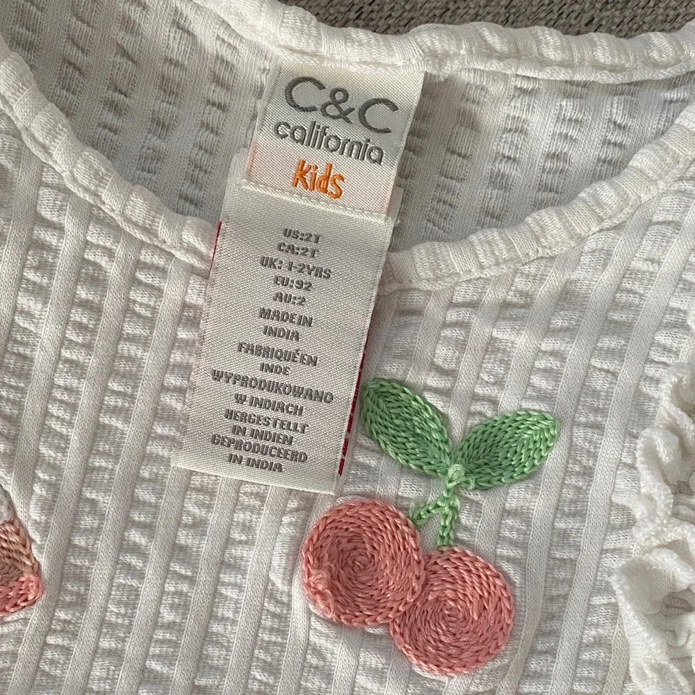 C&C California White Fruity Ruffle Tank Top